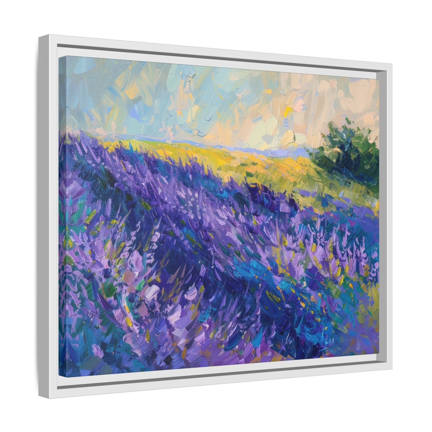 Lavender Fields Framed Matte Canvas Art - Multiple Frame Colors & Size Options