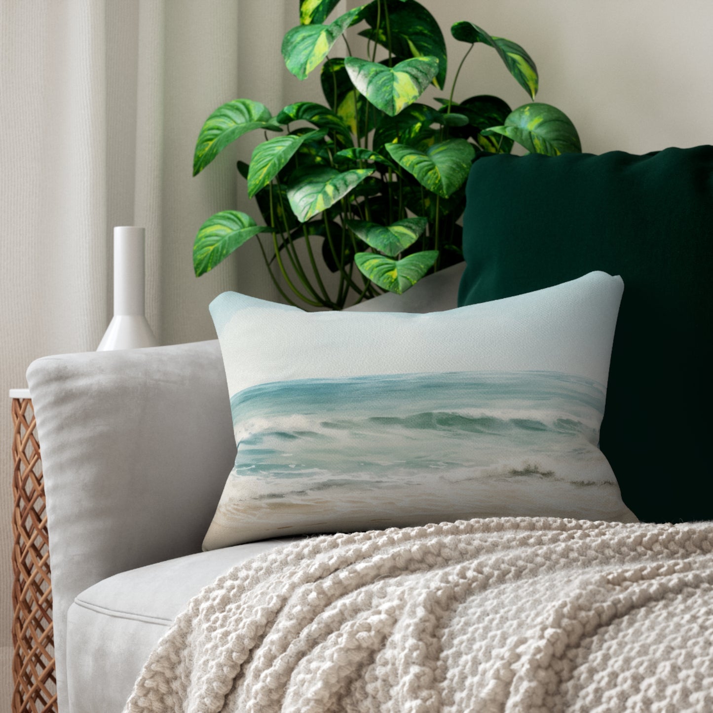 Ocean Breeze Printed Lumbar Pillow with Insert (20" x 14") - Includes insert and zipper closure