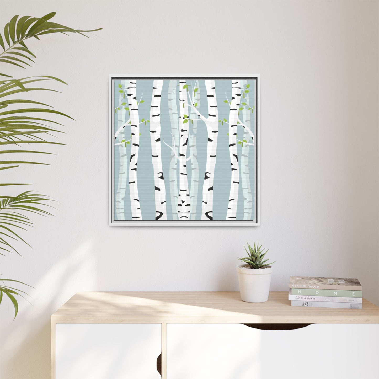 White Birch Framed Matte Canvas Art - Multiple Frame Colors & Size Options