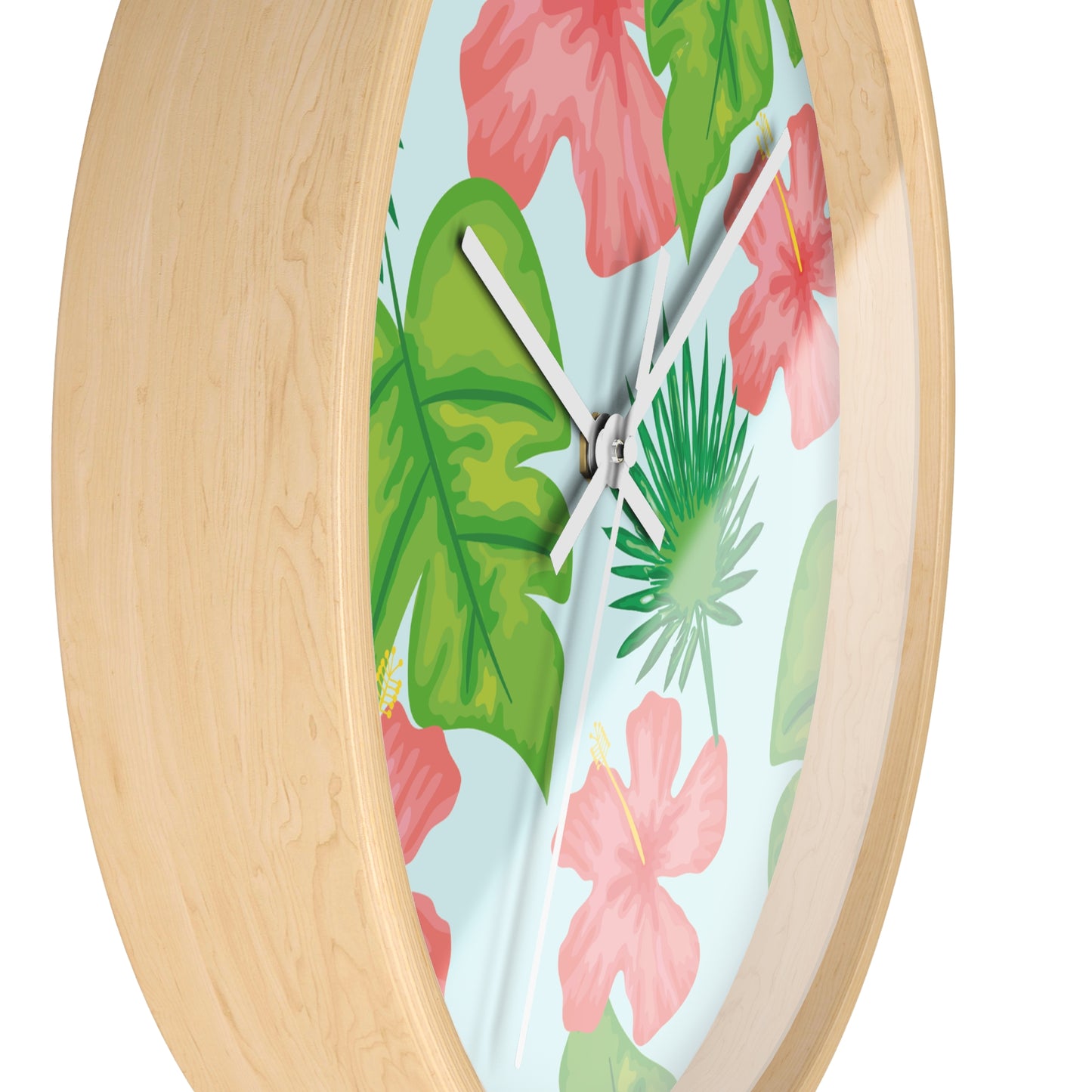 Tropical Island Wall Clock - Select from Black, White or Natural Wood Color