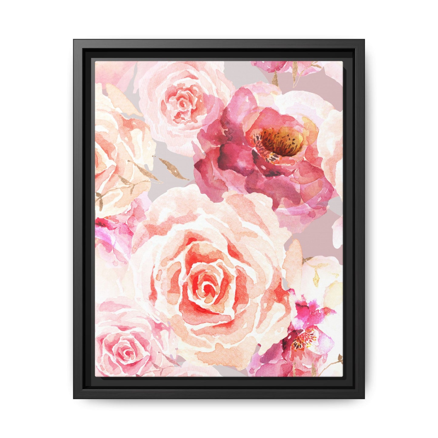 Bohemian Rose Framed Matte Canvas Art - Multiple Frame Colors & Size Options