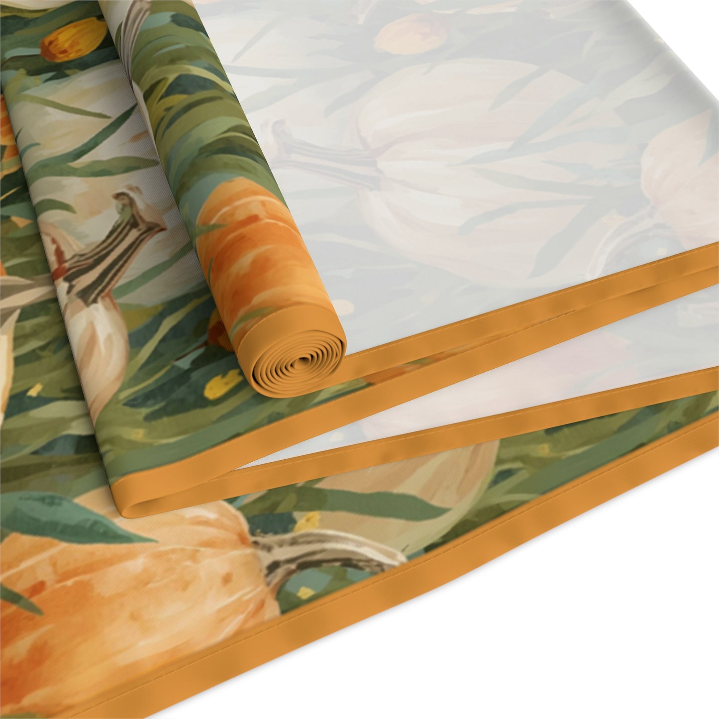 Pumpkin Patch Table Runner, 16" x 72" or 16" x 90" Sizes, Fall Table Decor, Thanksgiving Table Runner, Autumn Table Setting, Halloween Table Runner - Cotton Twill or Polyester material choices