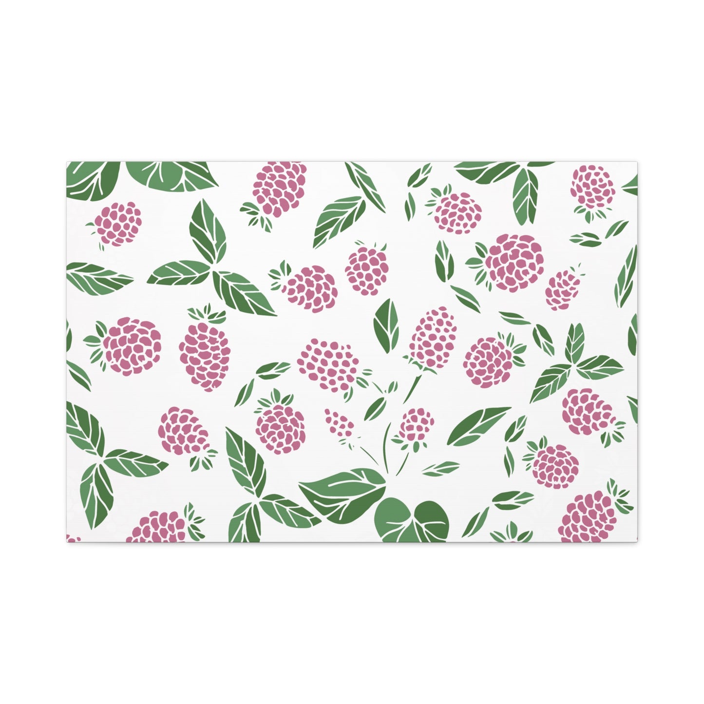 Pink Berry Canvas Wall Art Print - Multiple Sizing Options - Pink & White Art Canvas, Raspberry Print Decor, Gift for her