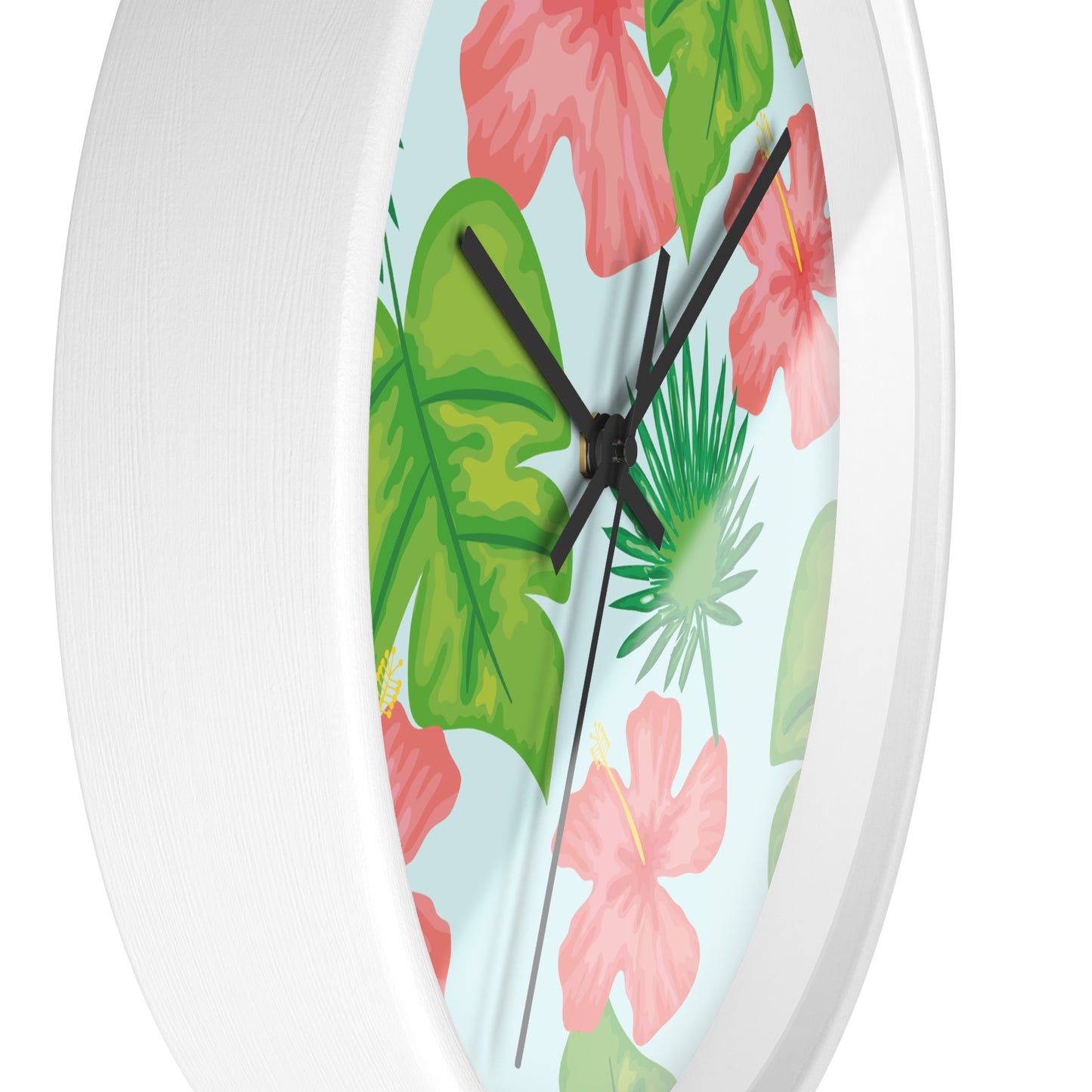 Tropical Island Wall Clock - Select from Black, White or Natural Wood Color
