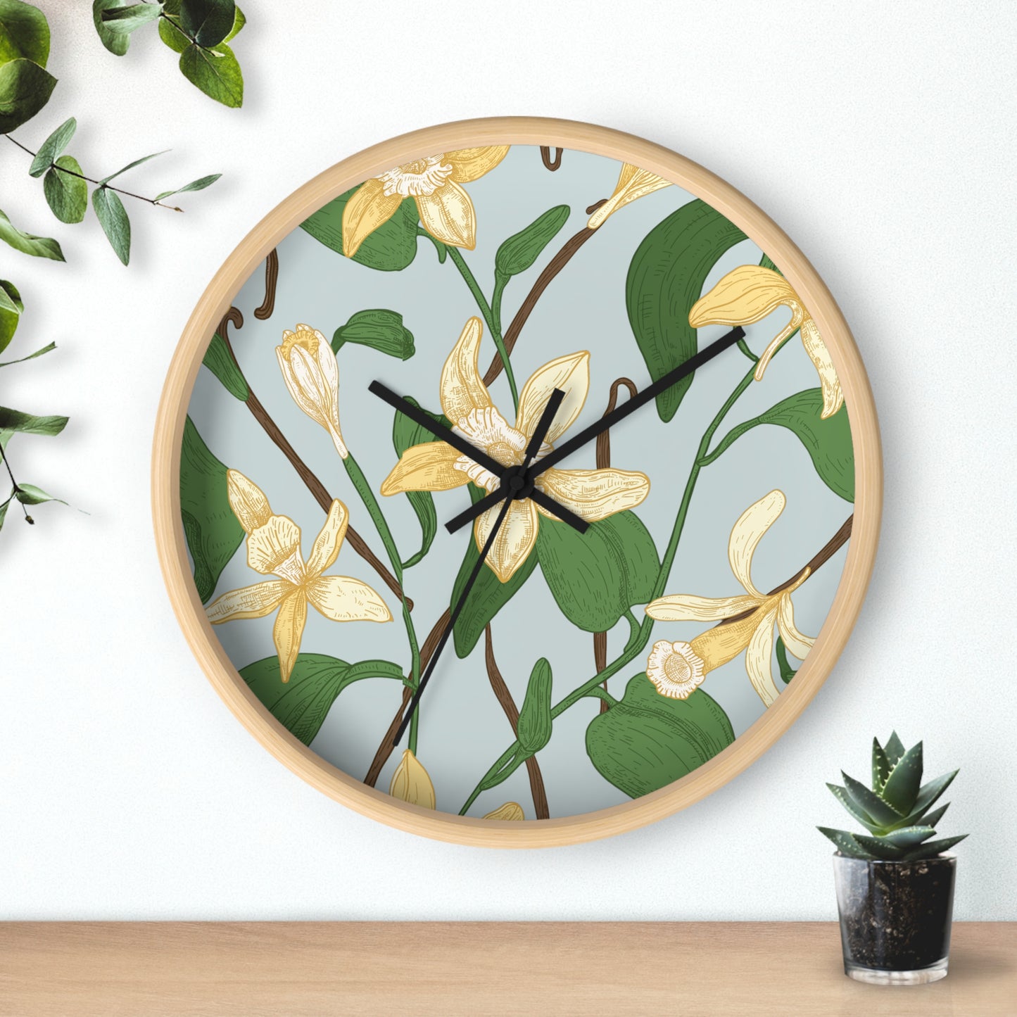 Vanilla Bean Wall Clock - Select from Black, White or Natural Wood Color