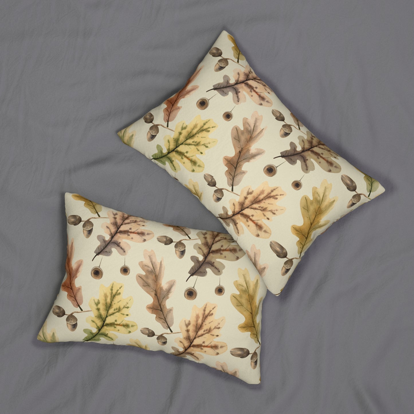 Oak Leaves Printed Lumbar Pillow with Insert (20" x 14") - Includes insert and zipper closure