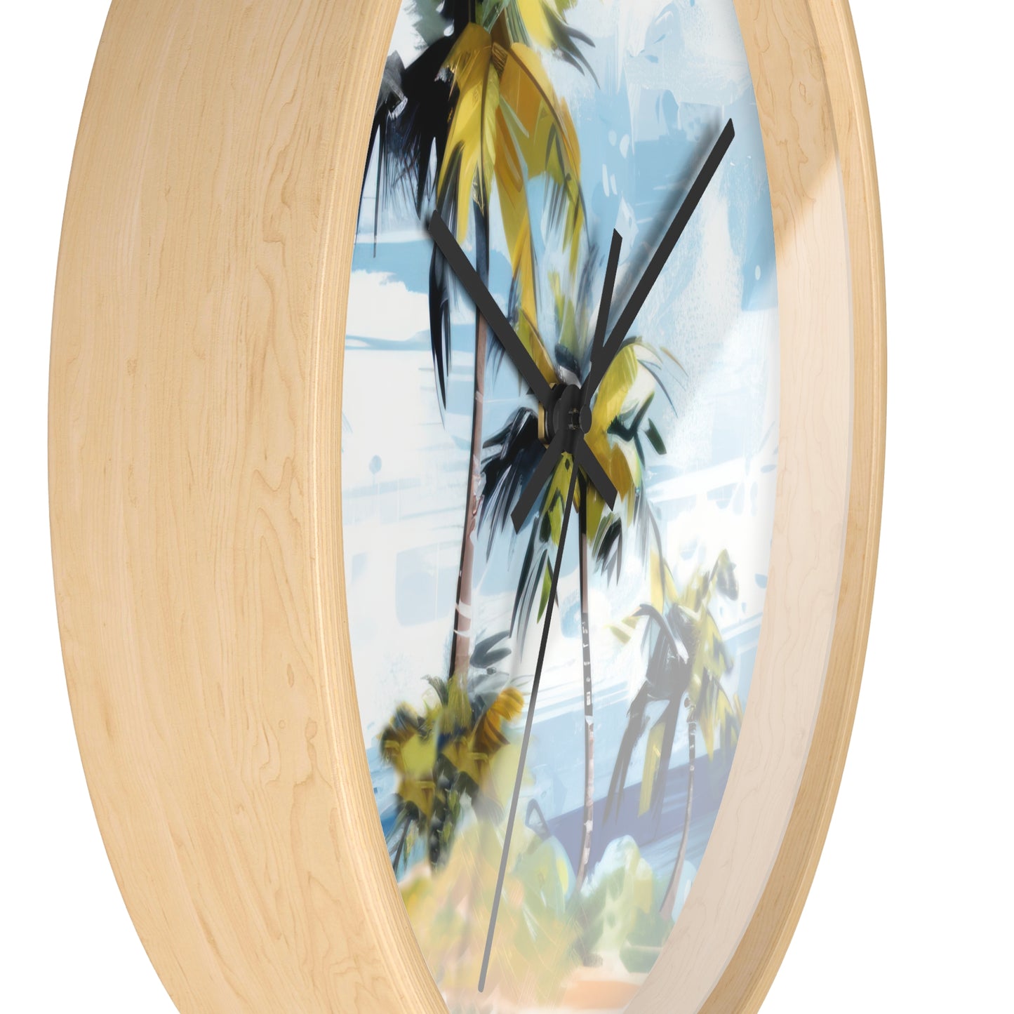 Tropical Retreat Wall Clock - Select from Black, White or Natural Wood Color