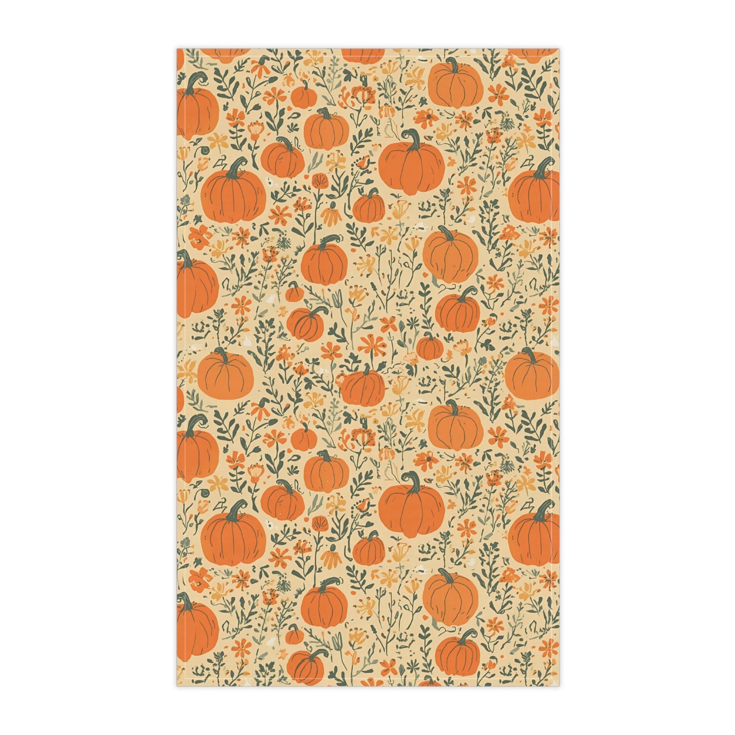 Pumpkin Garden Tea Towels- 18" x 30", 100% Cotton Twill - Fall Autumn Kitchen Towels, Cotton Pumpkin Kitchen Towels, Thanksgiving Tea Towel, Gift for Housewarming, Halloweeen Kitchen Towel - Priced per towel