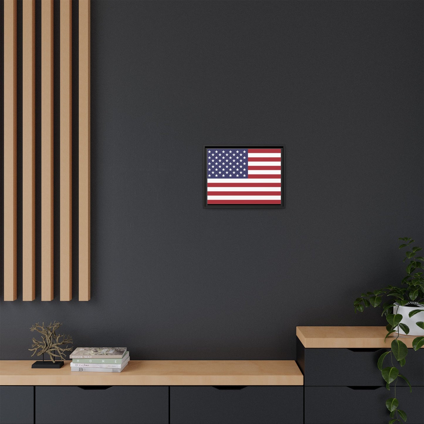 American Flag Framed Canvas Wall Art, Multiple Sizing Options with 1.25" depth - Patriotic Home Decor, USA Flag Artwork, Independence Day Decoration, Gift for Veterans