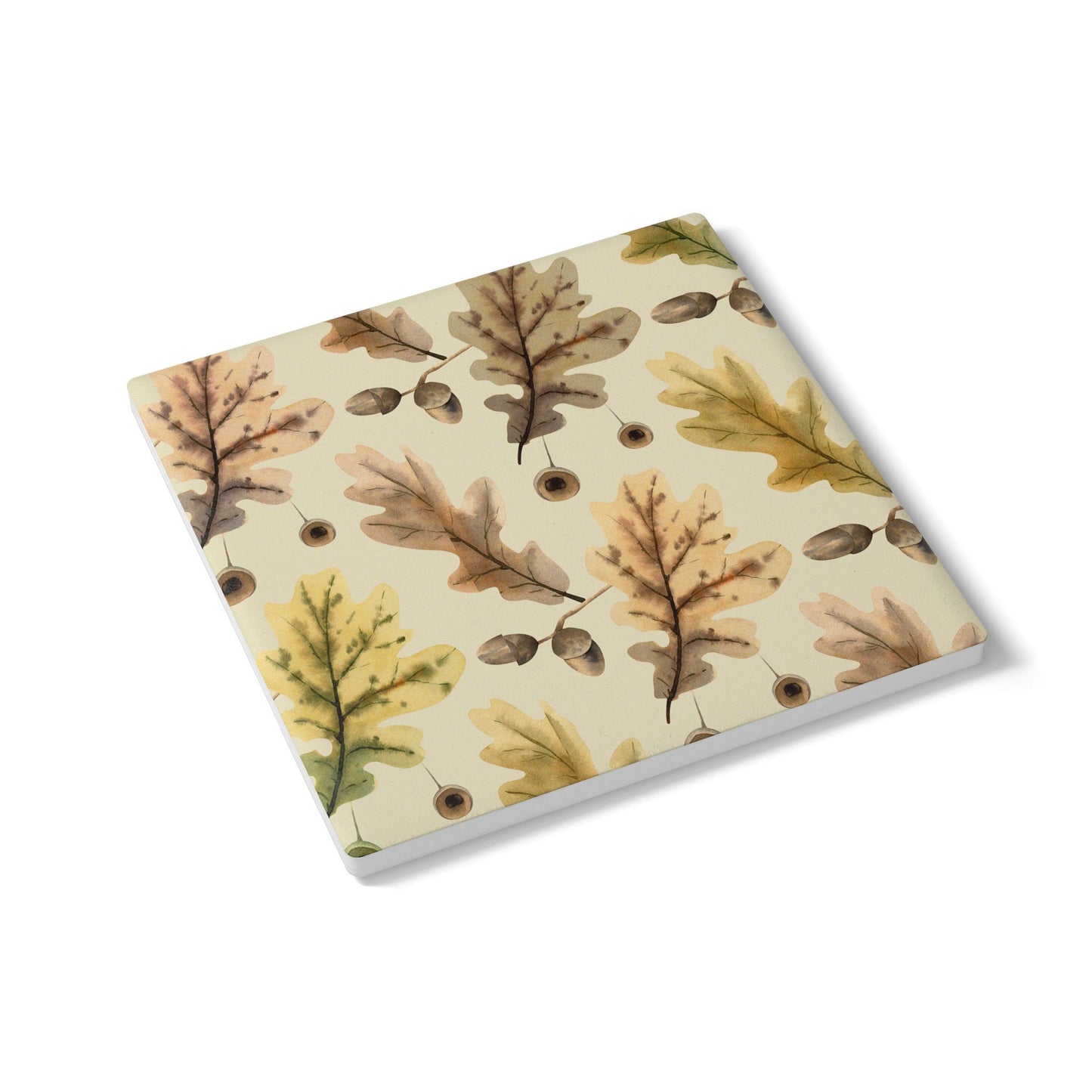 Oak Leaves - Ceramic Tile Coaster, Cork Backed - Round or Square Size Choices, Perfect for Fall / Thanksgiving Home Decor & Gifts - Priced per coaster