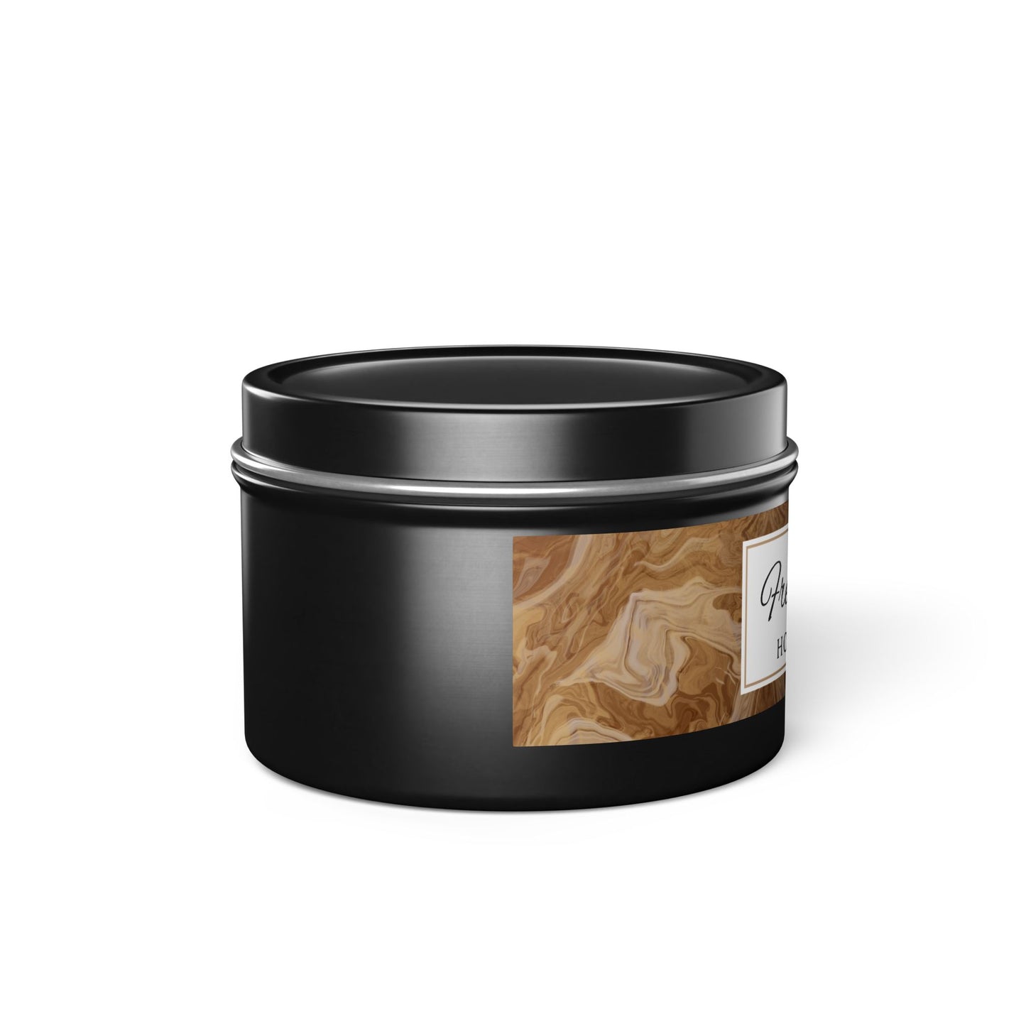 Fresh Coffee Scented Coconut Soy Wax Candle, 4 oz. Black Tin Jar with Lid - Cozy Home Decor, Garamond, Aromatherapy Gift, Relaxing Coffee Candle