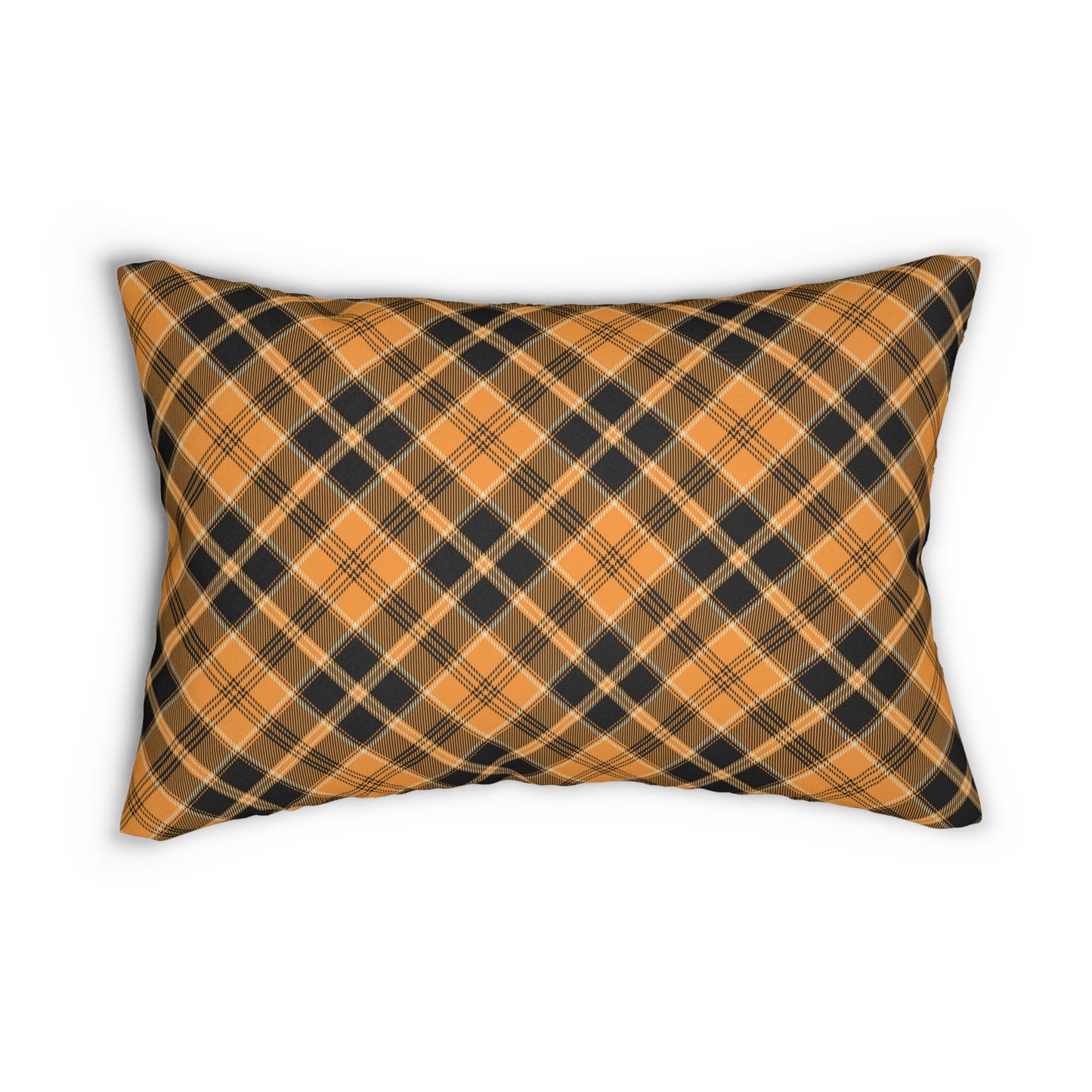 Halloween Plaid Lumbar Pillow, Fall Home Decor, Halloween Living Room Accent, Thanksgiving Gift, Autumn Fall Throw Pillow, Black & Orange Halloween Decorative Pillow - Price for 1 pillow