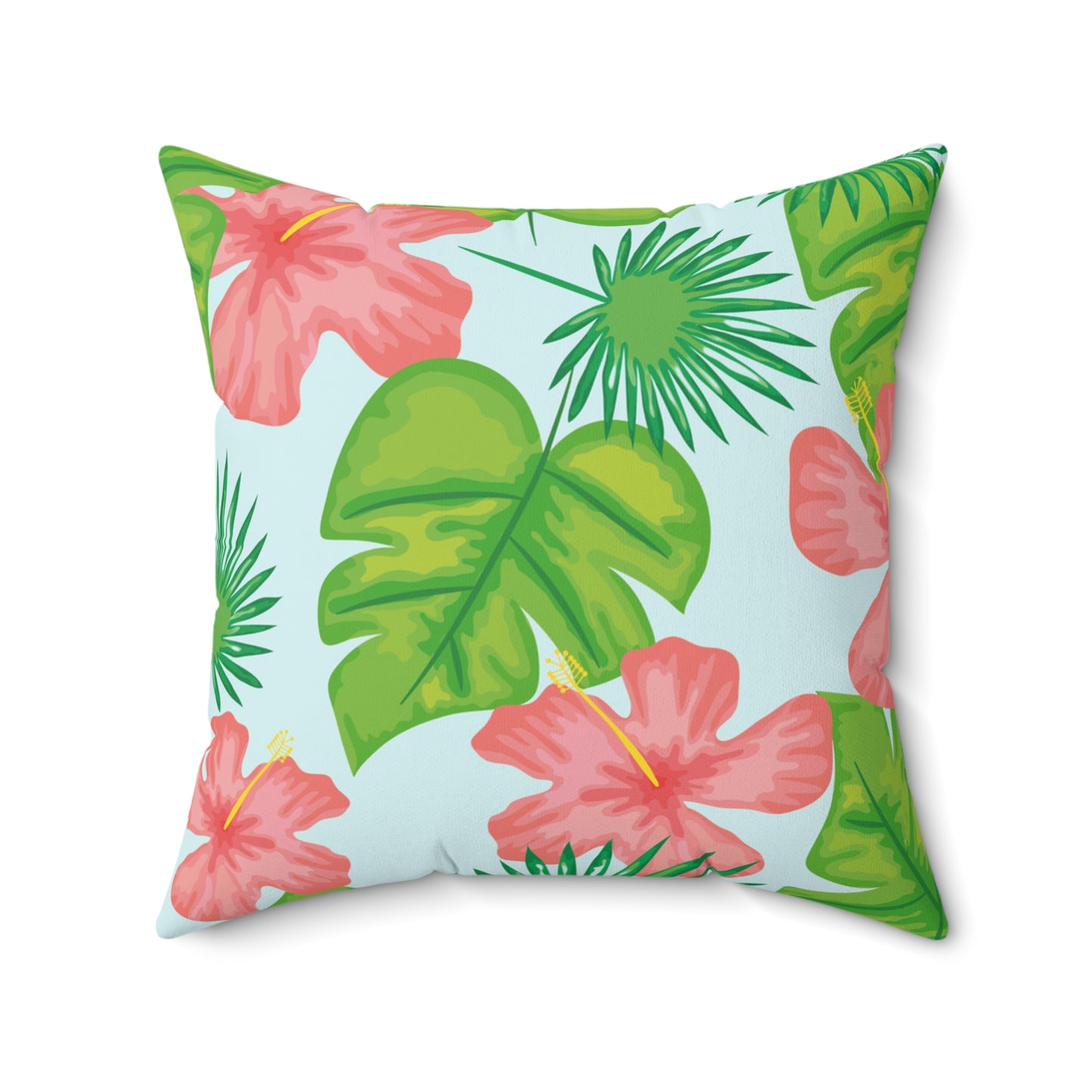 Tropical Island Printed Square Pillow Cover with Insert - Multiple Sizes (14"x14", 16"x16", 18"x18", 20"x20"), Includes insert and zipper closure