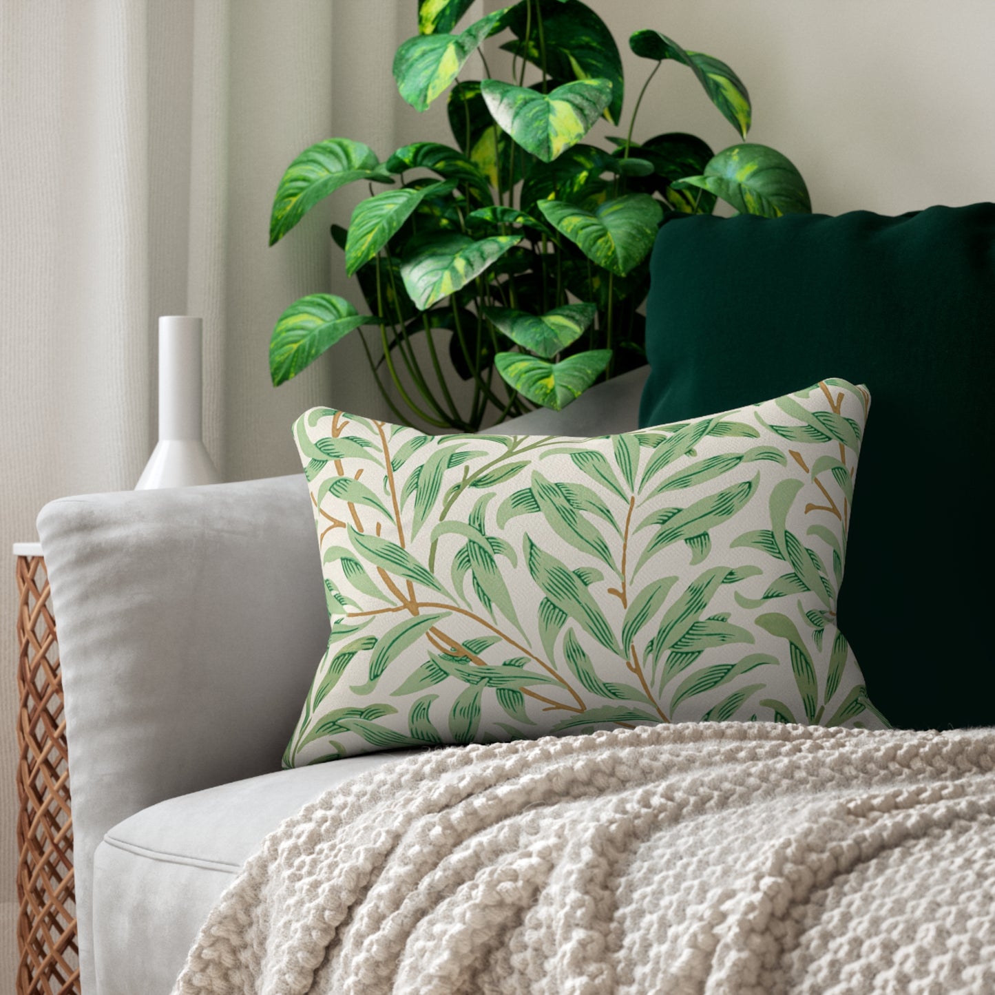 Willow Boughs Printed Lumbar Pillow with Insert (20" x 14") - Includes insert and zipper closure
