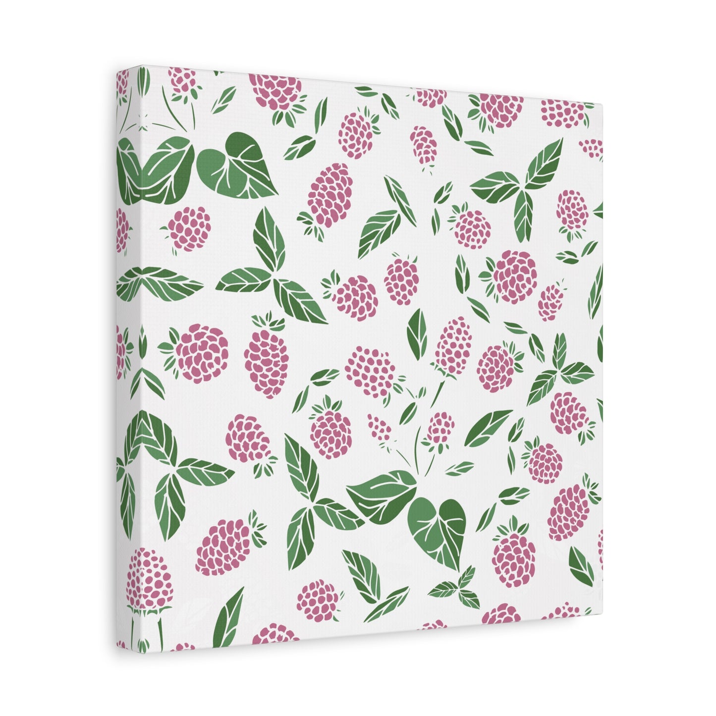 Pink Berry Canvas Wall Art Print - Multiple Sizing Options - Pink & White Art Canvas, Raspberry Print Decor, Gift for her