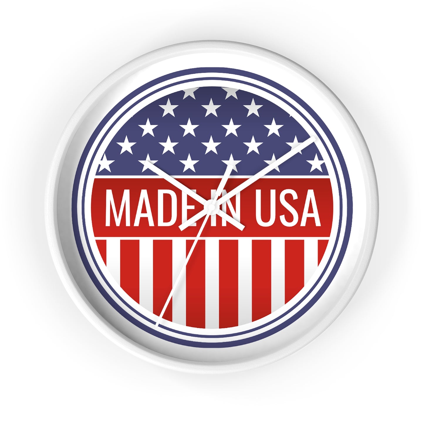 Made in USA Wall Clock - Select from Black, White or Natural Wood Frame Color - Patriotic Wall Clock - Made in USA Design, Home Decor, Americana Gift, Unique Wall Art, Independence Day Decoration