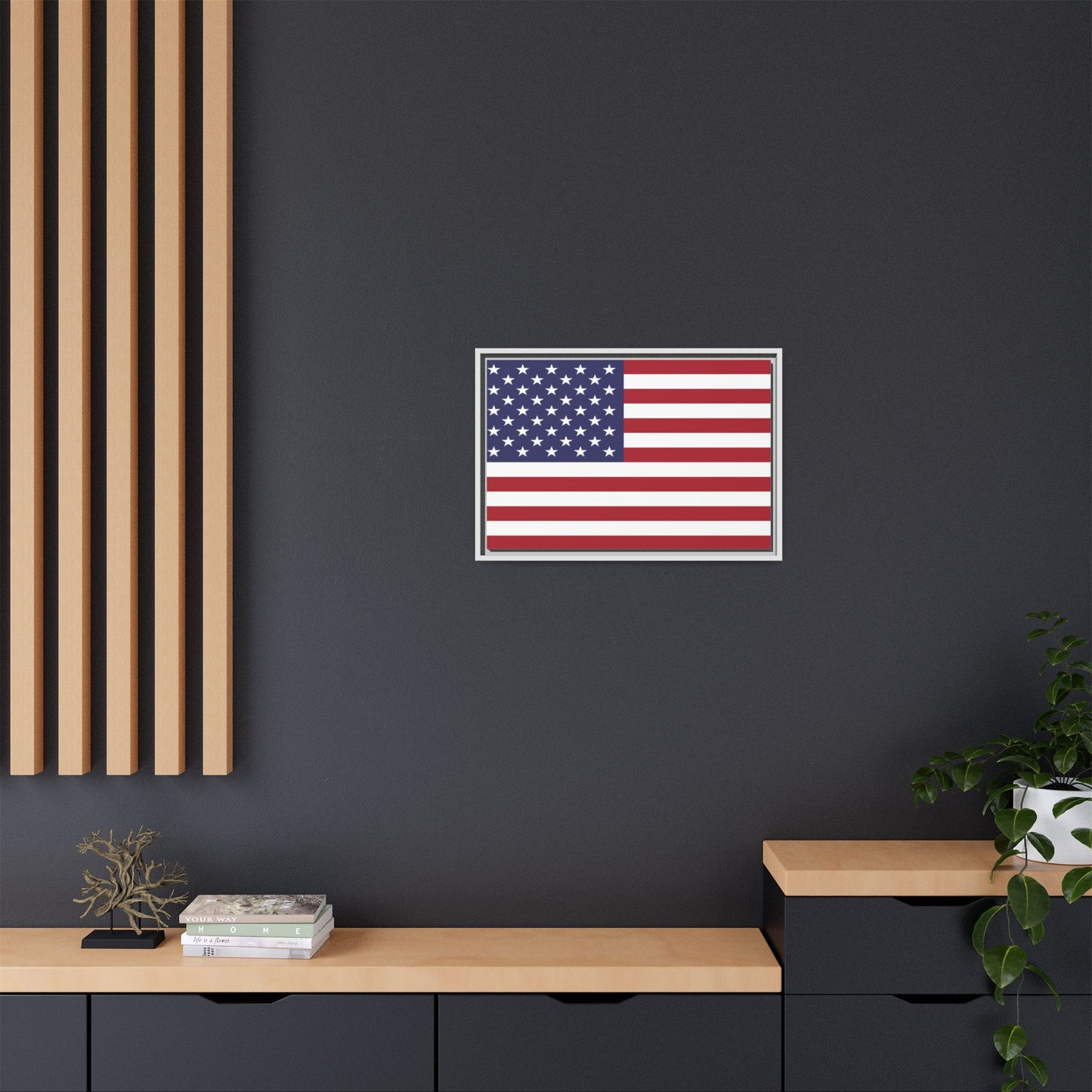 American Flag Framed Canvas Wall Art, Multiple Sizing Options with 1.25" depth - Patriotic Home Decor, USA Flag Artwork, Independence Day Decoration, Gift for Veterans