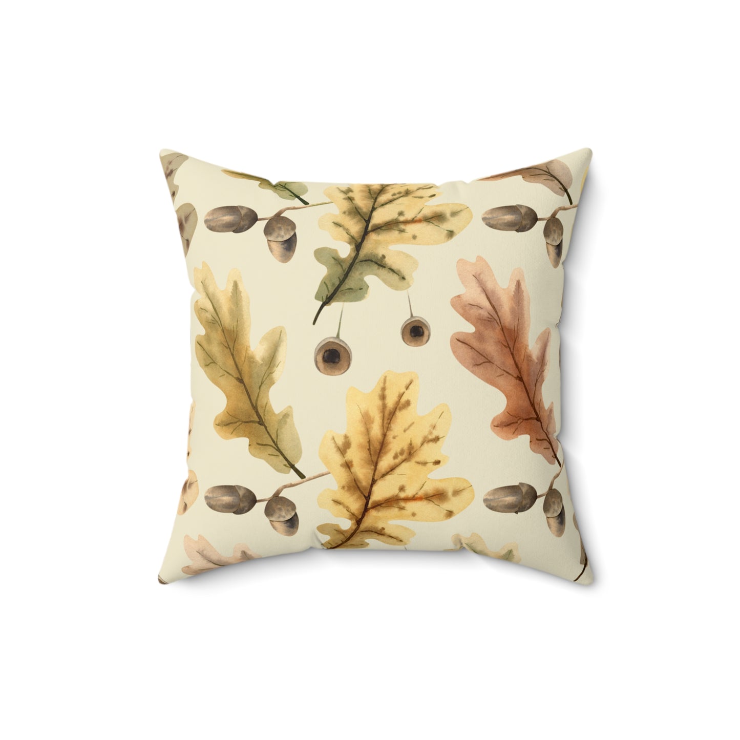 Oak Leaves Printed Square Pillow Cover with Insert - Multiple Sizes (14"x14", 16"x16", 18"x18", 20"x20"), Includes insert and zipper closure