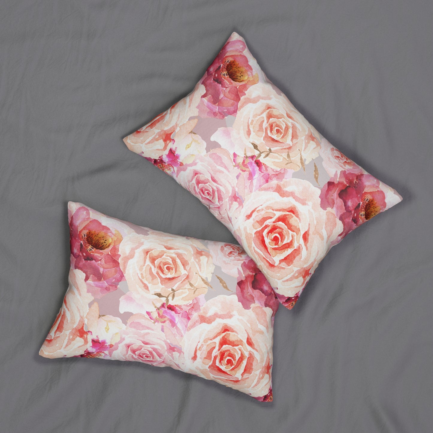 Bohemian Rose Printed Lumbar Pillow with Insert (20" x 14") - Includes insert and zipper closure