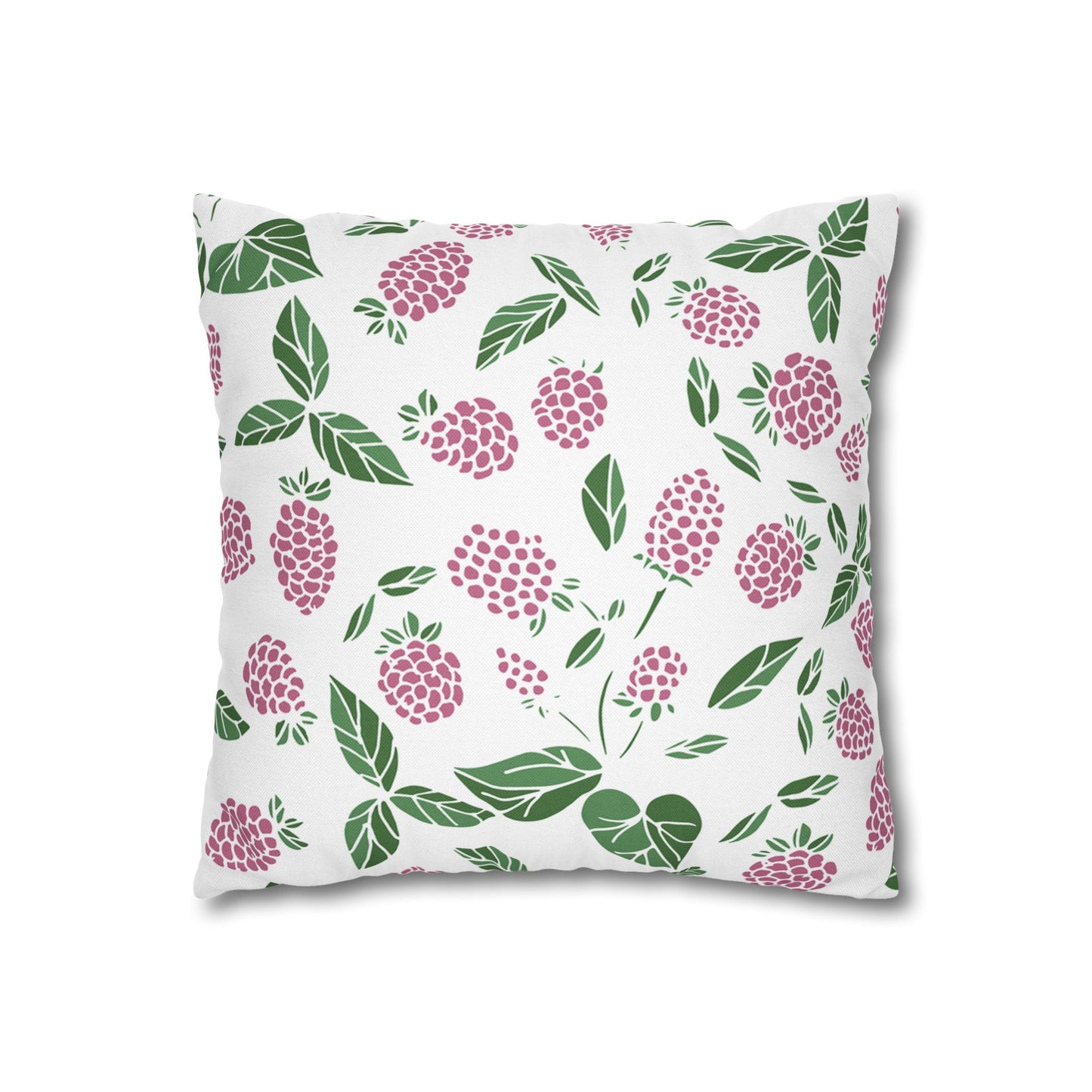 Pink Berry Printed Square Pillow Cover (no insert) - Multiple Sizes (14"x14", 16"x16", 18"x18", 20"x20"), Includes zipper closure