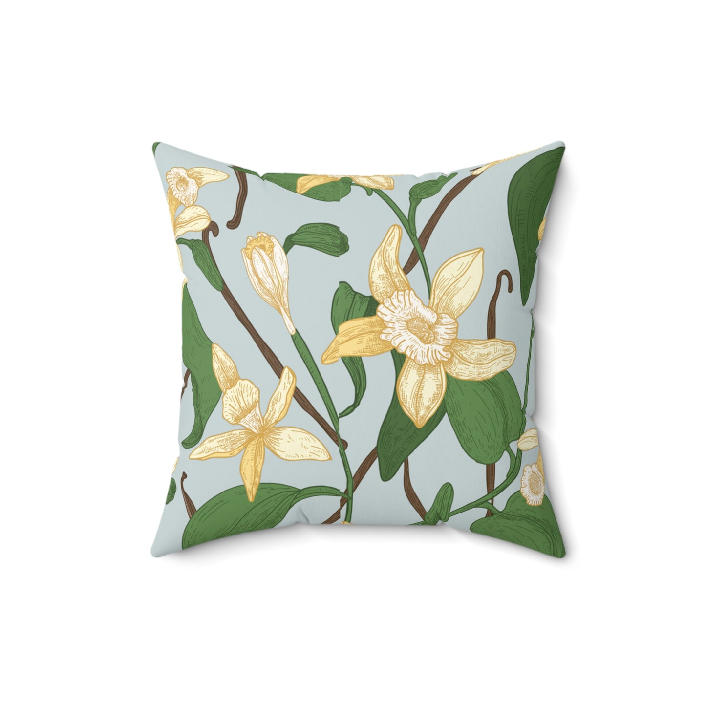 Vanilla Bean Printed Square Pillow Cover with Insert - Multiple Sizes (14"x14", 16"x16", 18"x18", 20"x20"), Includes insert and zipper closure