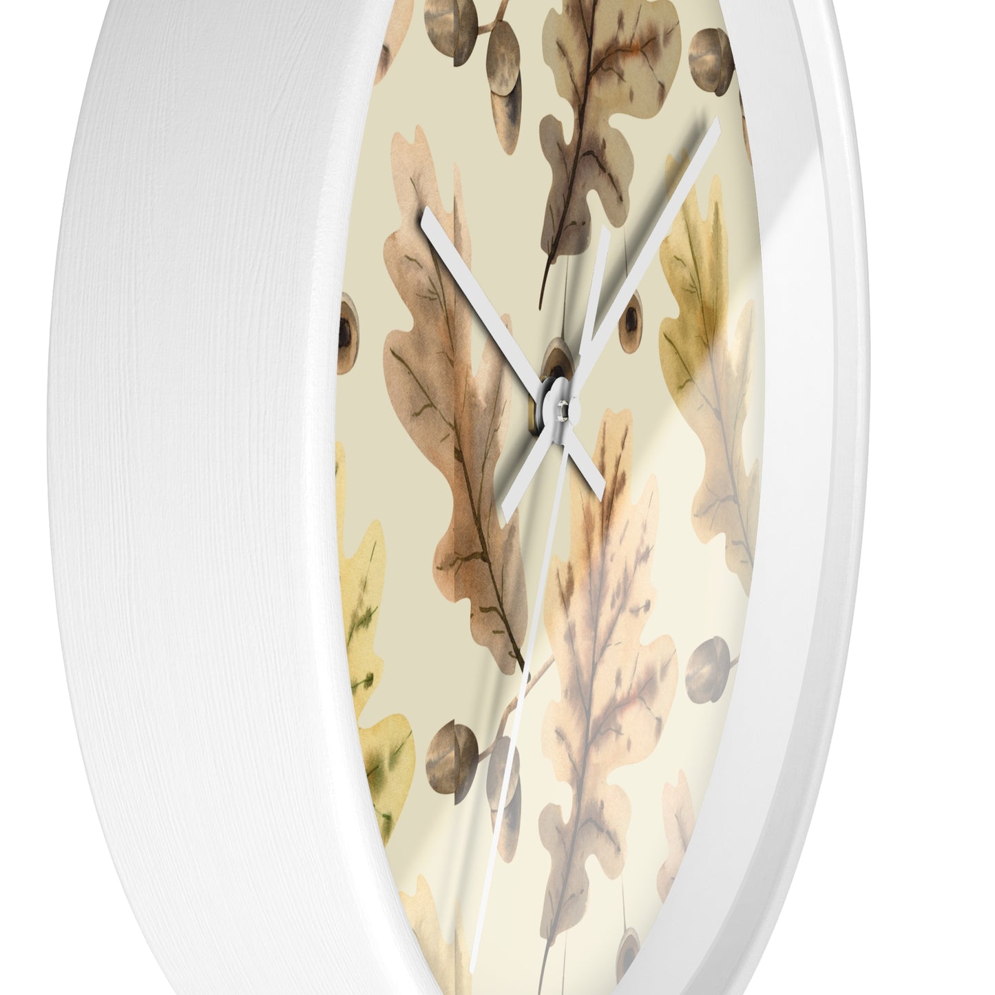 Oak Leaves Wall Clock - Select from Black, White or Natural Wood Color