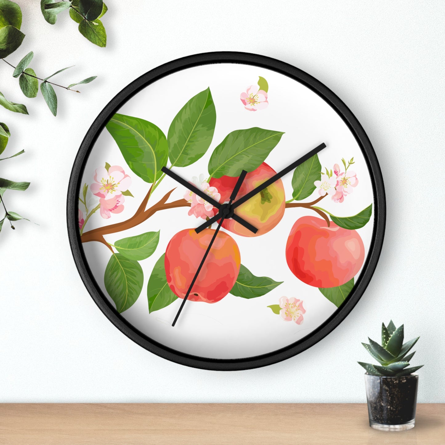 Apple Harvest Wall Clock - Select from Black, White or Natural Wood Color