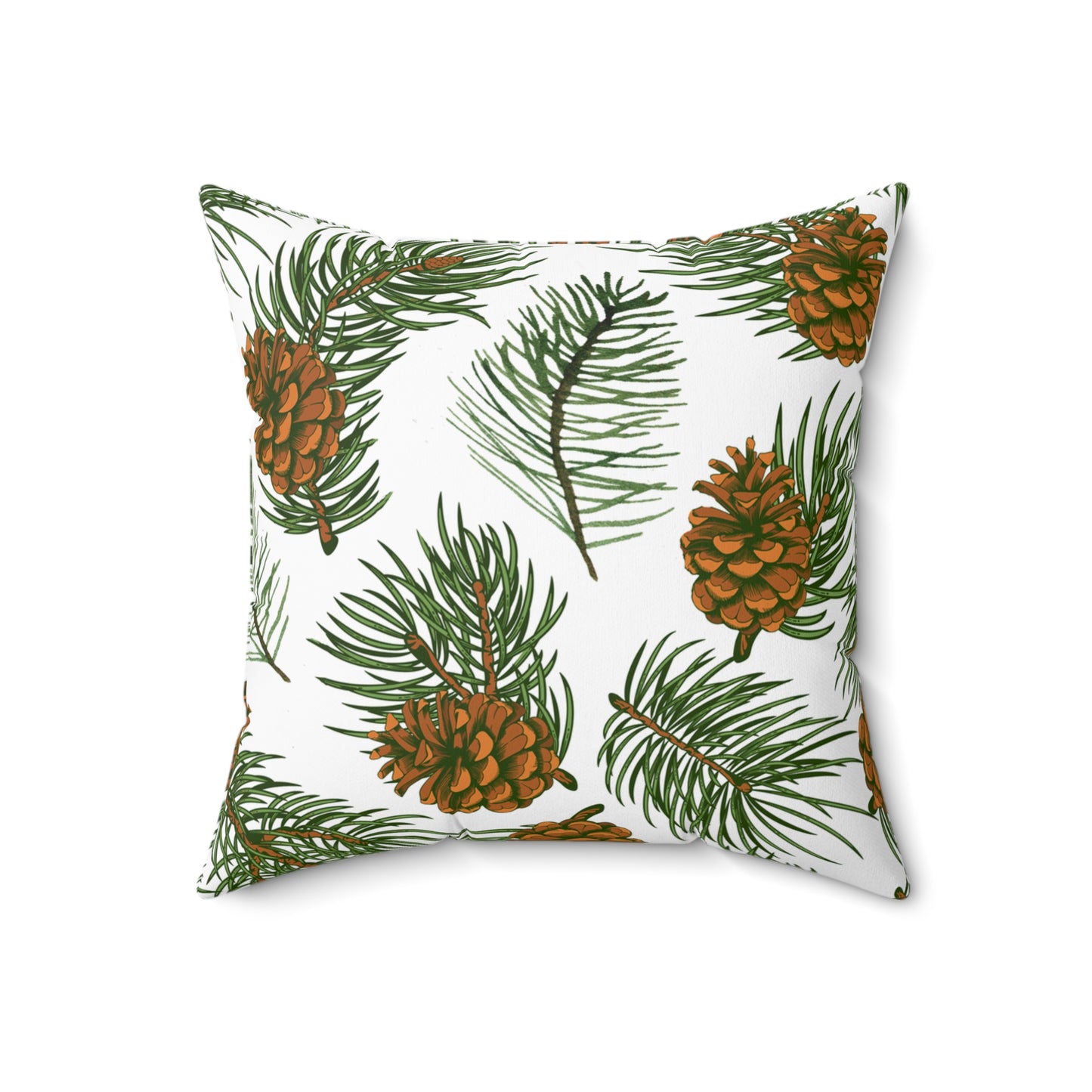 Needles & Cones Printed Square Pillow Cover with Insert - Multiple Sizes (14"x14", 16"x16", 18"x18", 20"x20"), Includes insert and zipper closure