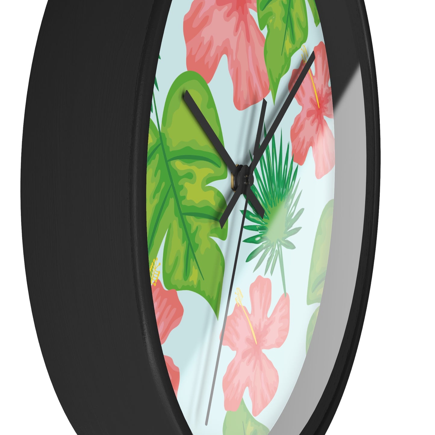 Tropical Island Wall Clock - Select from Black, White or Natural Wood Color