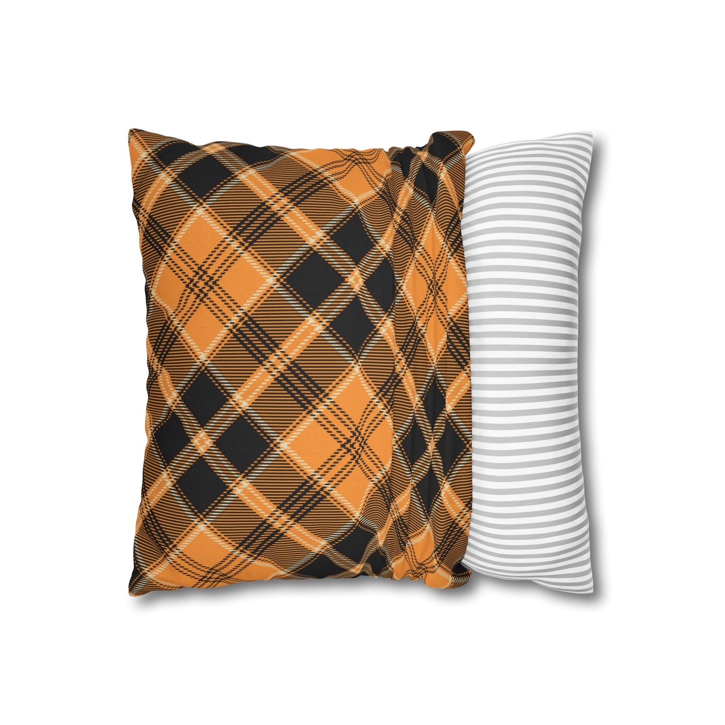 Halloween Plaid Pillow Cover (no insert) - Multiple Sizes (14"x14", 16"x16", 18"x18", 20"x20") Autumn Fall Plaid Pillowcase, Halloween Home Decor, Seasonal Cushion Cover, Perfect for Thanksgiving and Fall Decor, Home Gift for Halloween