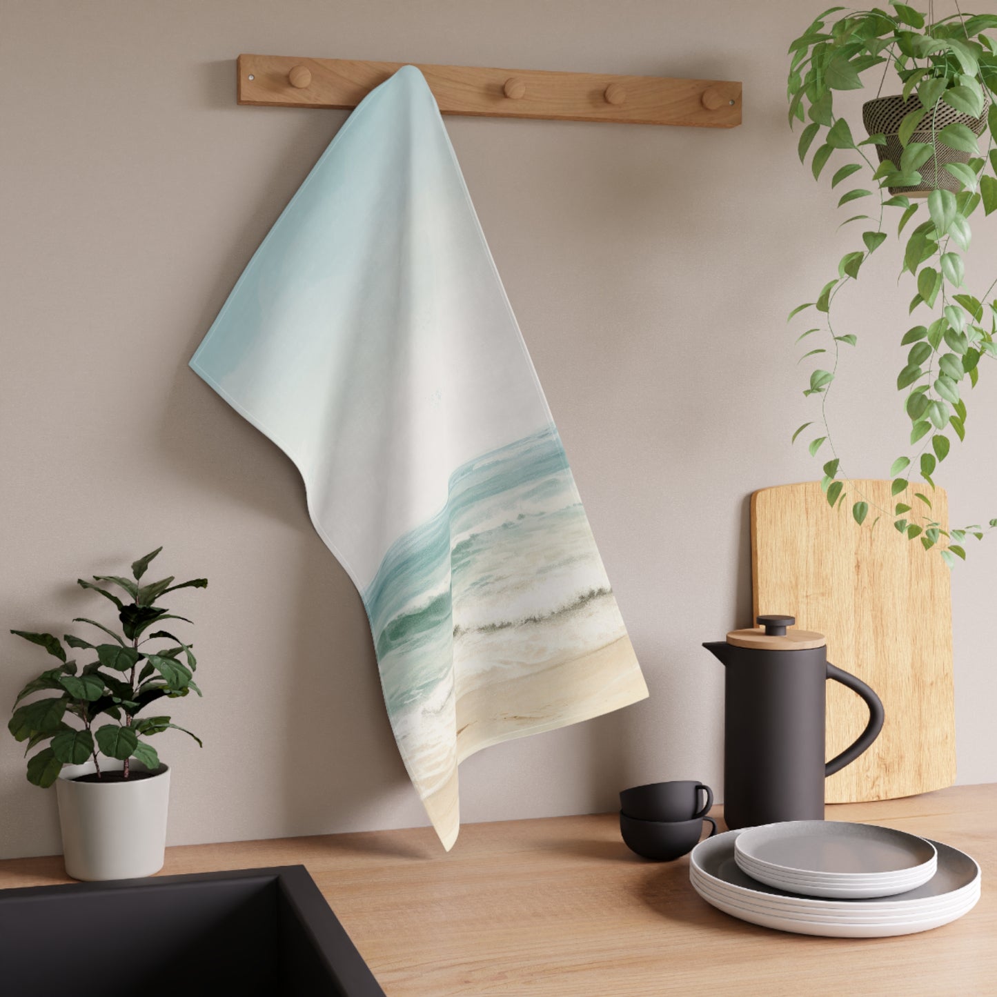 Ocean Breeze Printed Tea Towels - 100% Cotton Twill, 18" x 30"