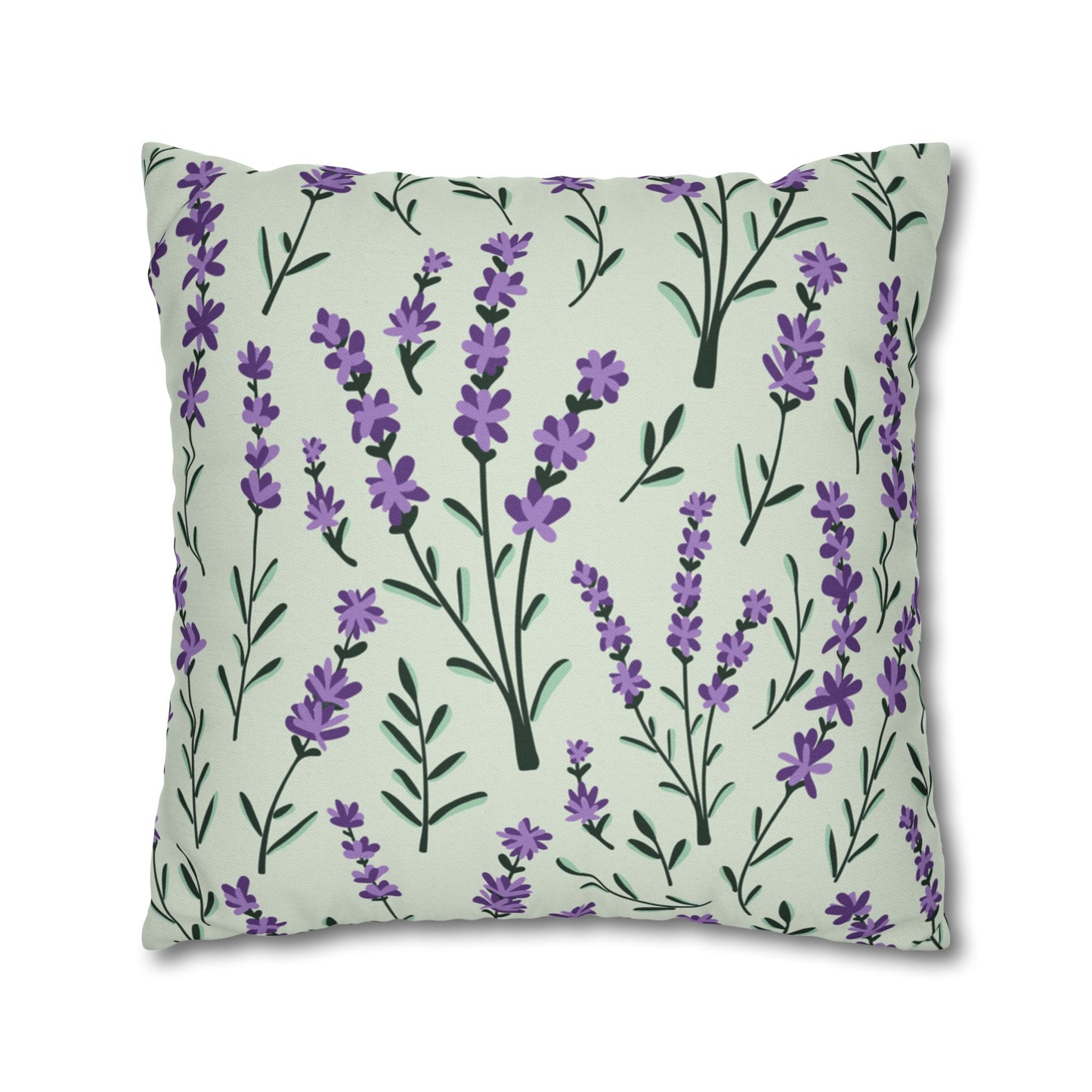 Lavender Sage Printed Square Pillow Cover (no insert) - Multiple Sizes (14"x14", 16"x16", 18"x18", 20"x20"), Includes zipper closure