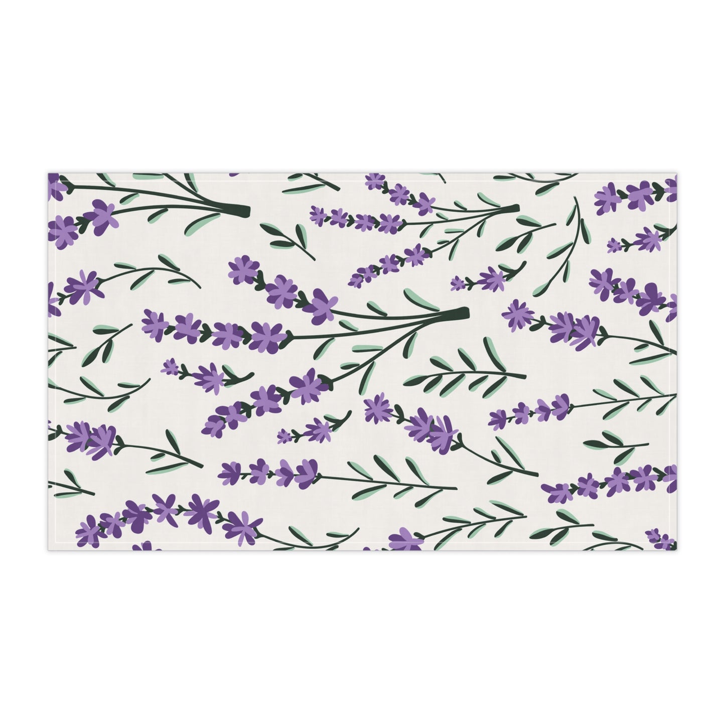 Lavender White Printed Tea Towels - 100% Cotton Twill, 18" x 30"