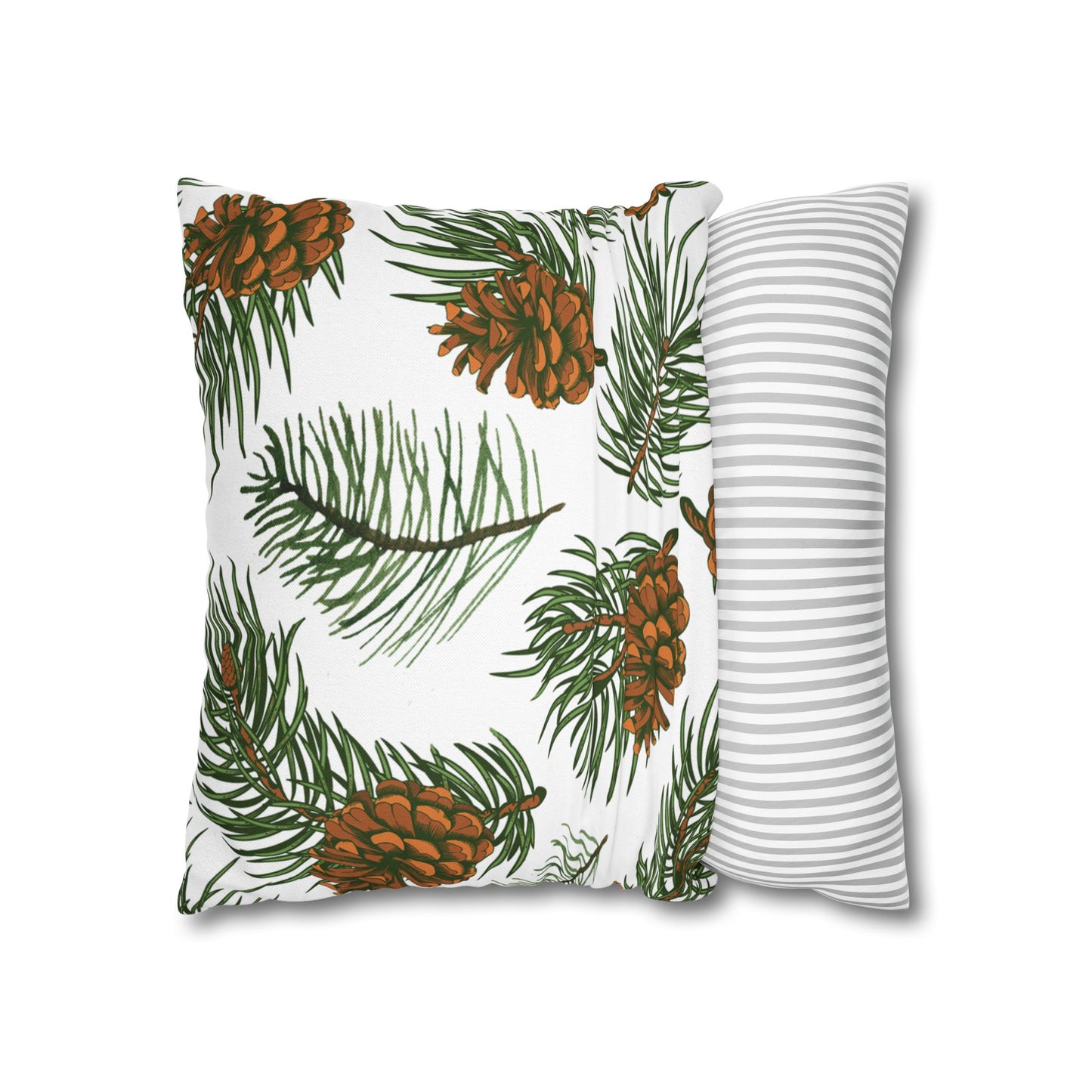 Needles & Cones Printed Square Pillow Cover (no insert) - Multiple Sizes (14"x14", 16"x16", 18"x18", 20"x20"), Includes zipper closure