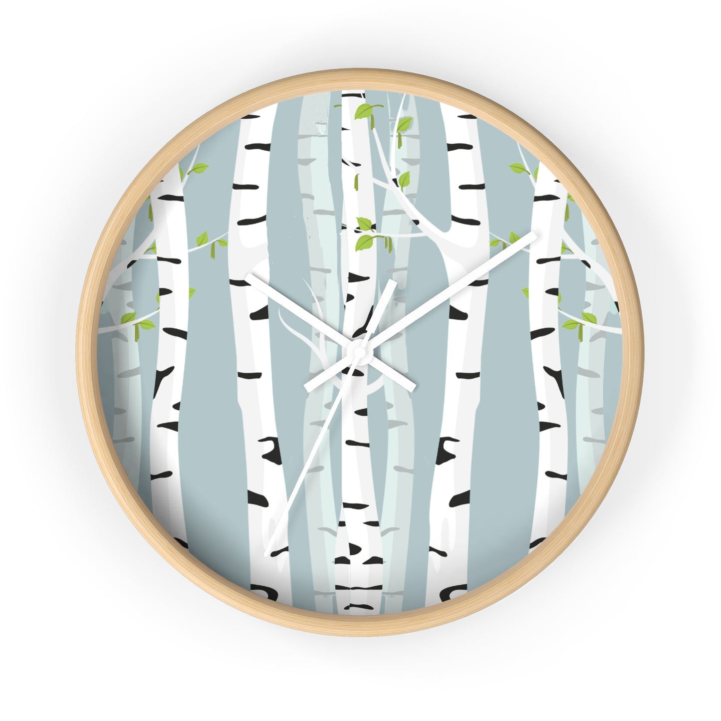 White Birch Wall Clock - Select from Black, White or Natural Wood Color