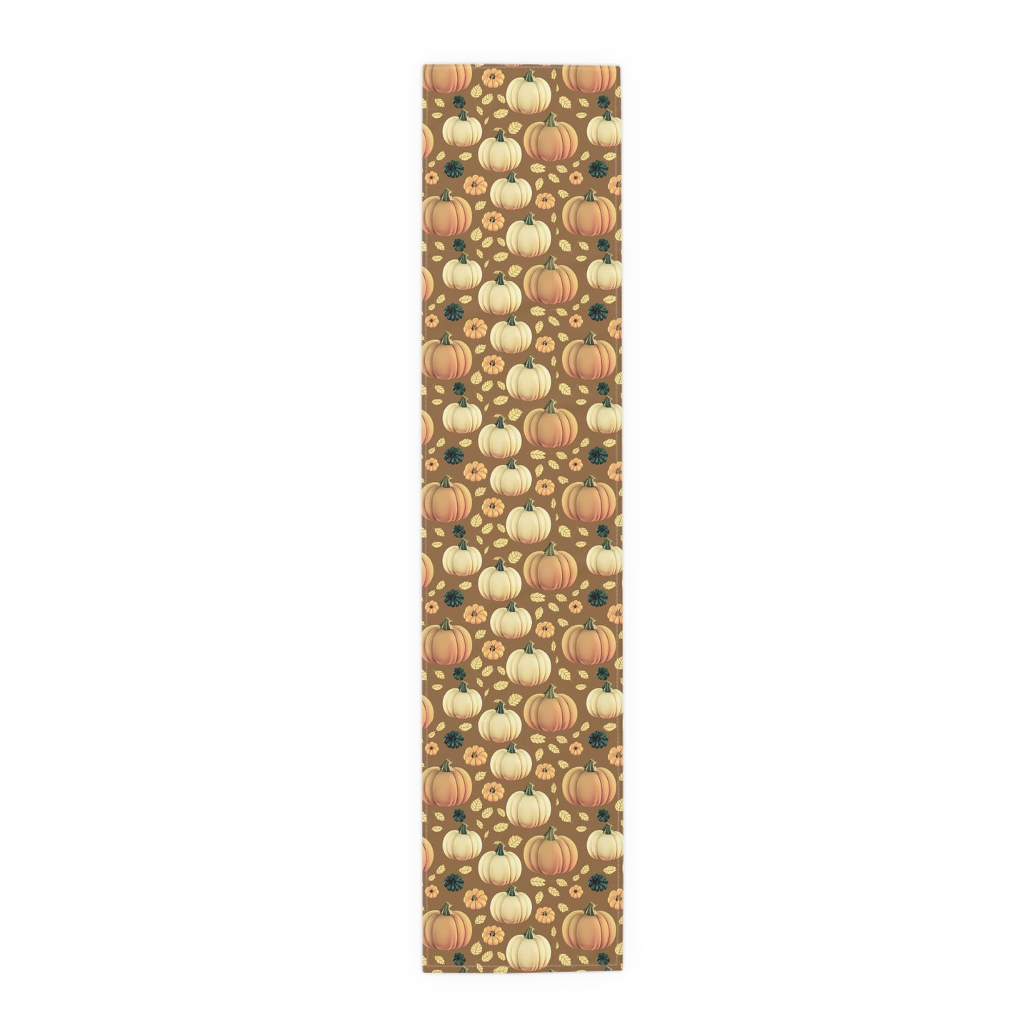 Fall Pumpkin Table Runner - 16" x 72" or 16" x 90" Size Options - Thanksgiving / Fall Table Runner, Pumpkin Thanksgiving Design Table Setting, Halloween Fall Decor - Cotton Twill or Polyester choices