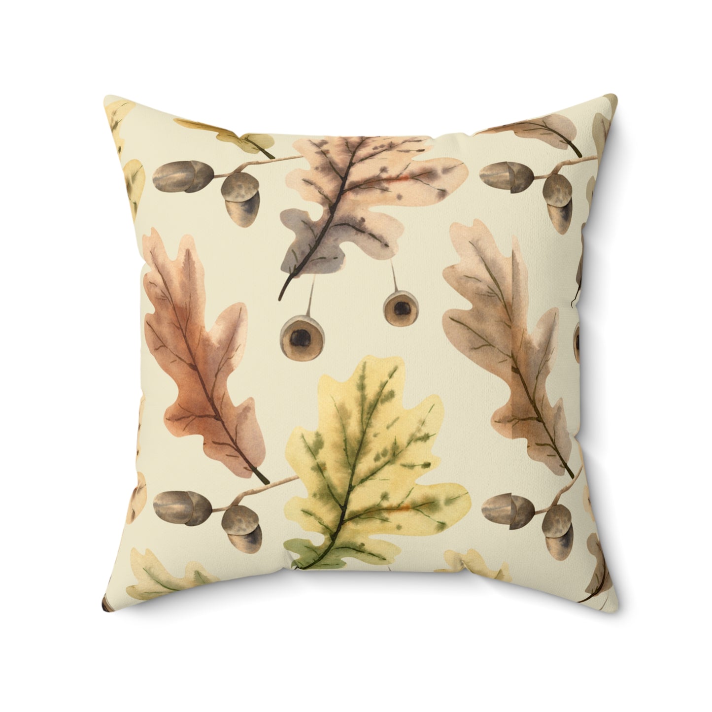 Oak Leaves Printed Square Pillow Cover with Insert - Multiple Sizes (14"x14", 16"x16", 18"x18", 20"x20"), Includes insert and zipper closure