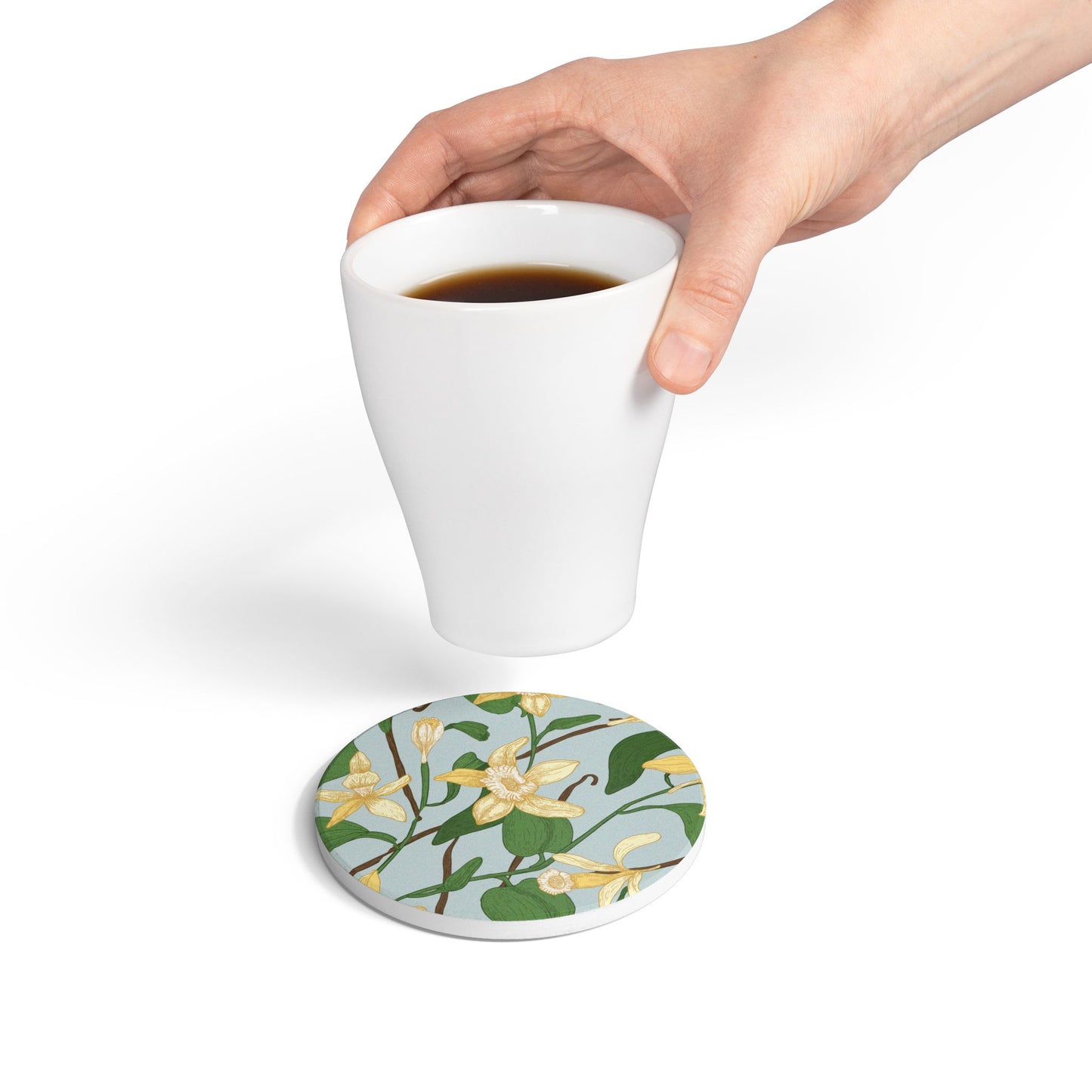 Vanilla Bean - Ceramic Tile Coaster, Cork Backed - Round or Square Size Choices, Perfect for Home Decor & Gifts - Priced per coaster