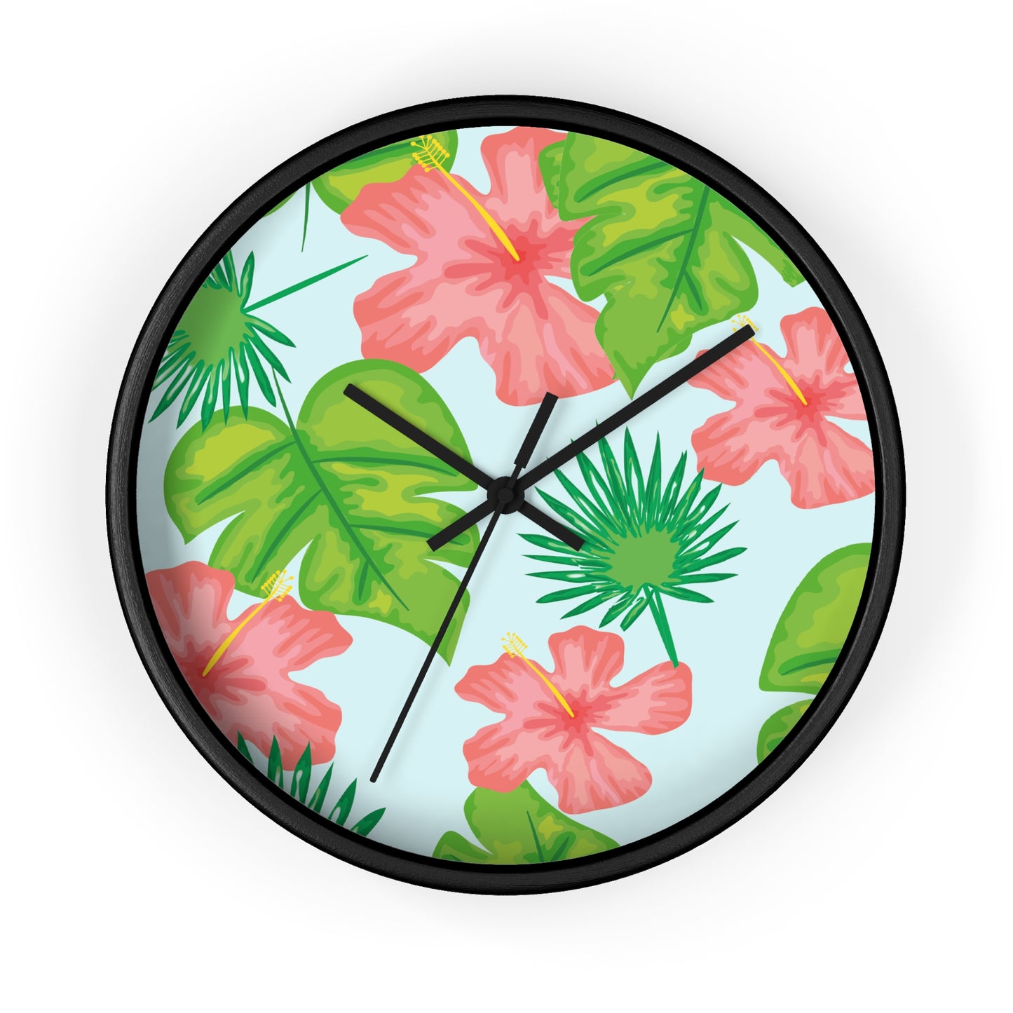 Tropical Island Wall Clock - Select from Black, White or Natural Wood Color