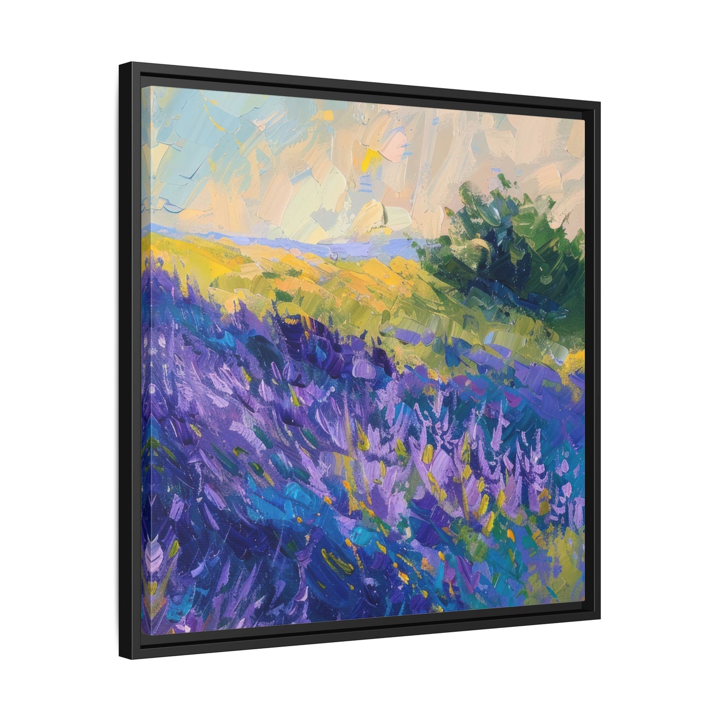Lavender Fields Framed Matte Canvas Art - Multiple Frame Colors & Size Options