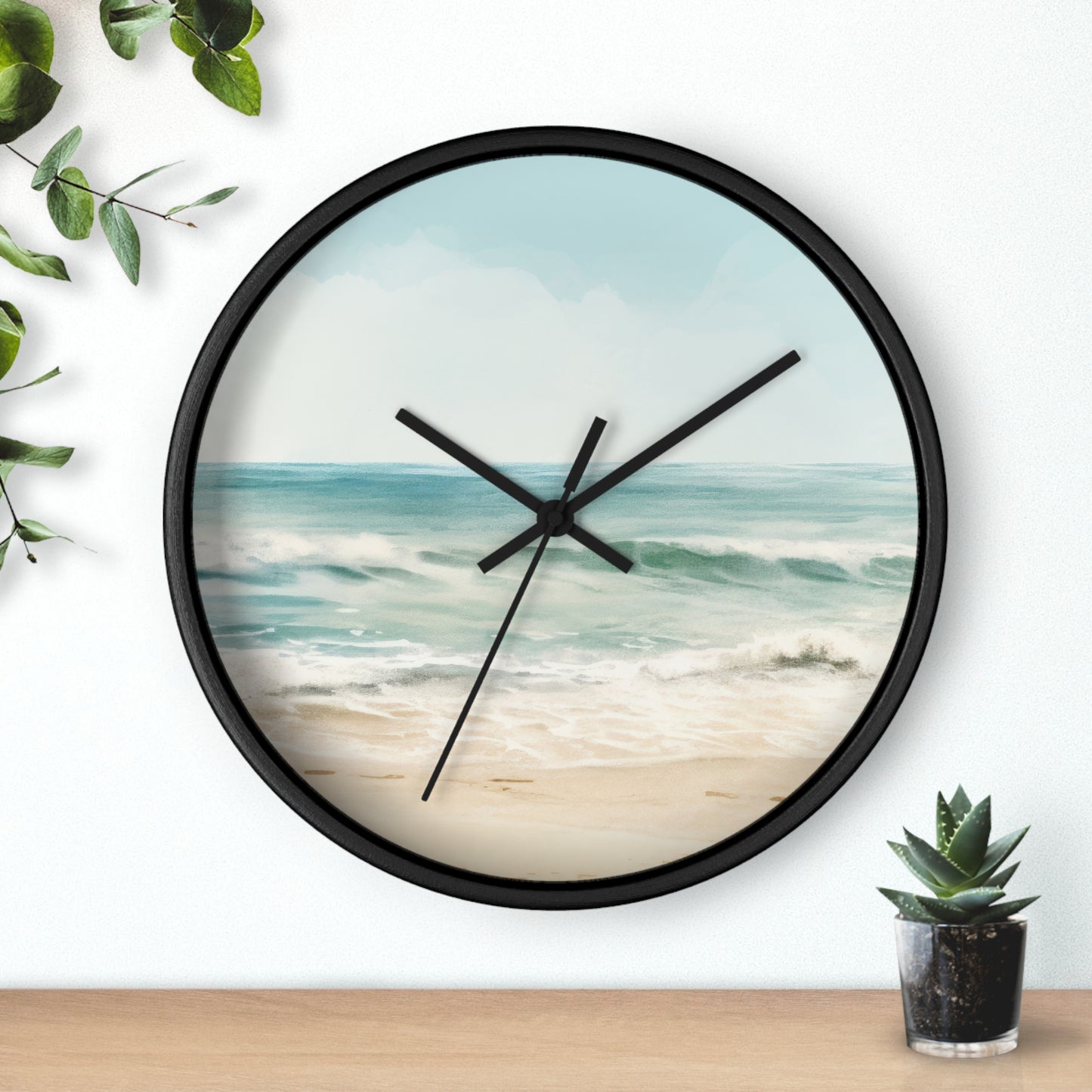 Ocean Breeze Wall Clock - Select from Black, White or Natural Wood Color