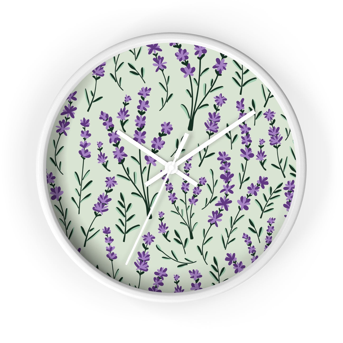 Lavender Sage Wall Clock - Select from Black, White or Natural Wood Color