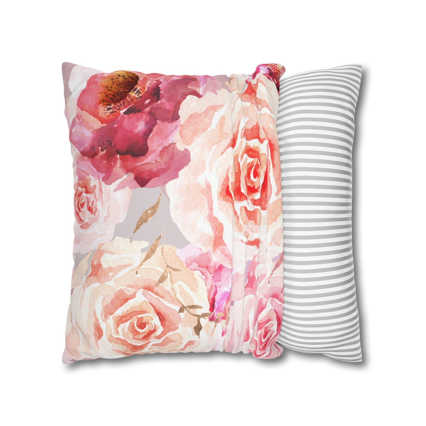 Bohemian Rose Printed Square Pillow Cover (no insert) - Multiple Sizes (14"x14", 16"x16", 18"x18", 20"x20"), Includes zipper closure