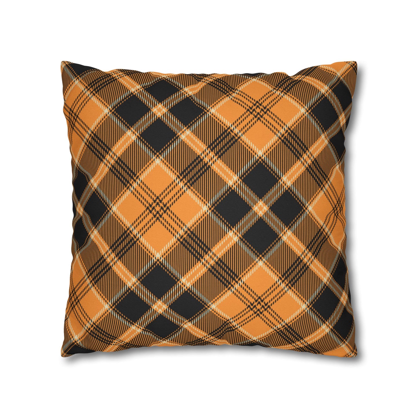 Halloween Plaid Pillow Cover (no insert) - Multiple Sizes (14"x14", 16"x16", 18"x18", 20"x20") Autumn Fall Plaid Pillowcase, Halloween Home Decor, Seasonal Cushion Cover, Perfect for Thanksgiving and Fall Decor, Home Gift for Halloween