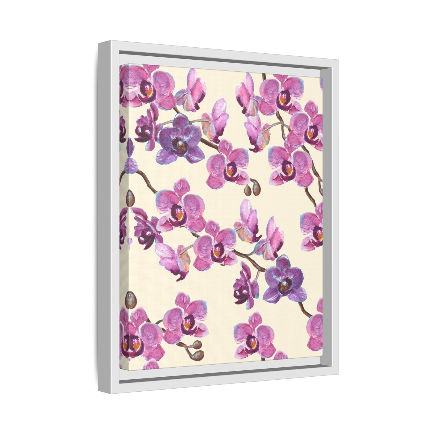Vanilla Orchid Framed Matte Canvas Art - Multiple Frame Colors & Size Options