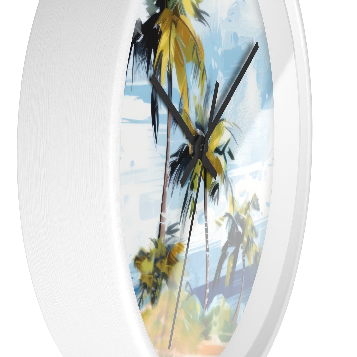 Tropical Retreat Wall Clock - Select from Black, White or Natural Wood Color