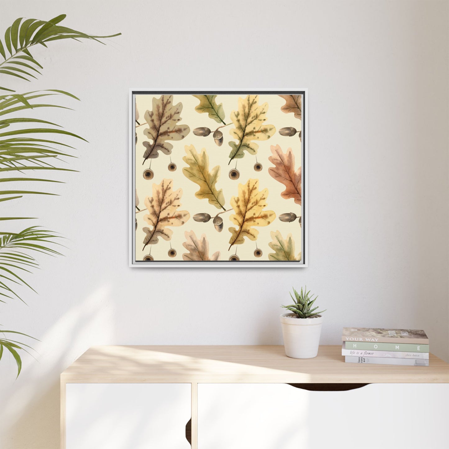 Oak Leaves Framed Matte Canvas Art - Multiple Frame Colors & Size Options