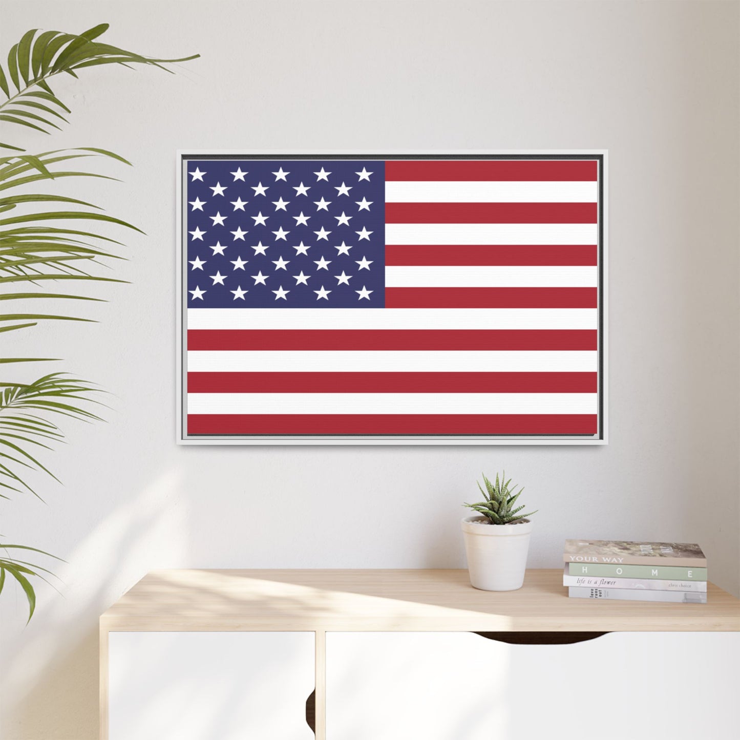 American Flag Framed Canvas Wall Art, Multiple Sizing Options with 1.25" depth - Patriotic Home Decor, USA Flag Artwork, Independence Day Decoration, Gift for Veterans