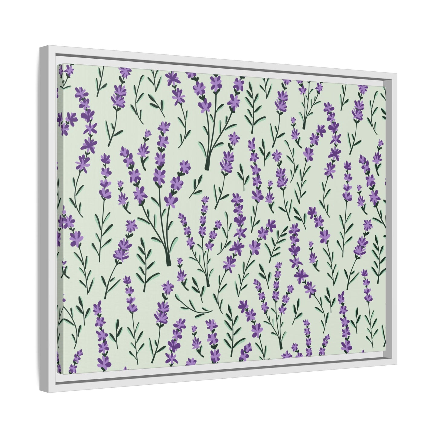 Lavender Sage Framed Matte Canvas Art - Multiple Frame Color & Size Options