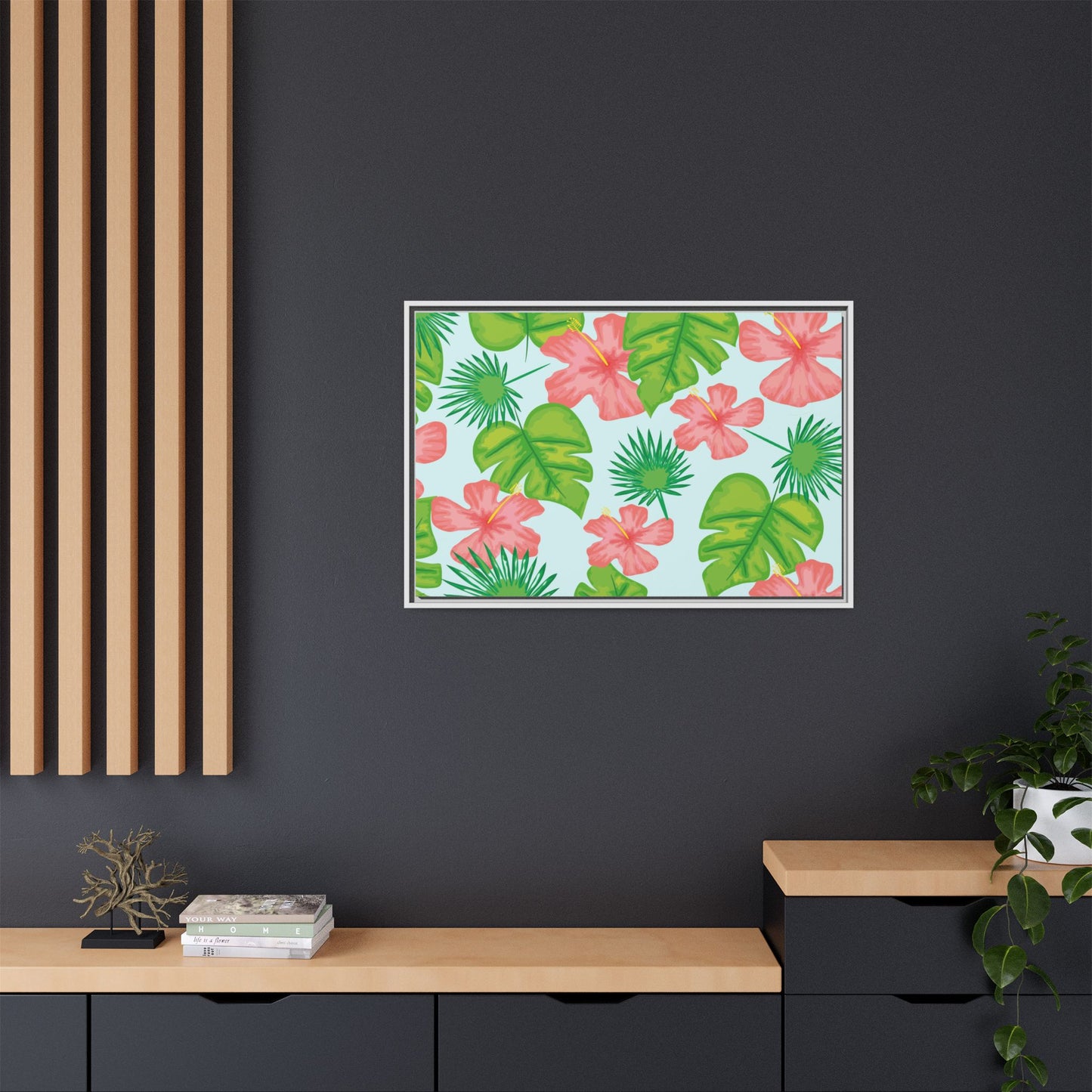Tropical Island Framed Matte Canvas Art - Multiple Frame Colors & Size Options
